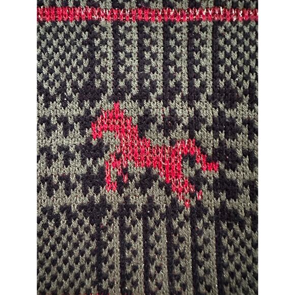 Vintage Knit Sweater green CLASSIC horse plaid Equestrian 80s - Picture 16 of 16